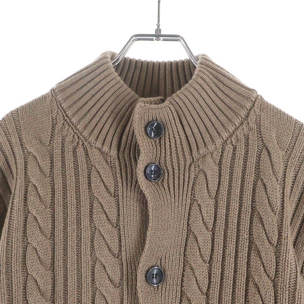 BAFY(バフィー) ケーブル ハイネック ニットカーディガン ブラウン 21-15-0084-227