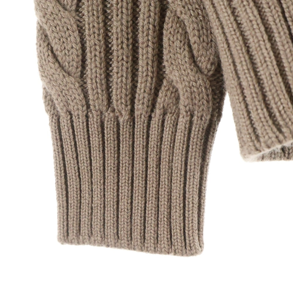 BAFY(バフィー) ケーブル ハイネック ニットカーディガン ブラウン 21-15-0084-227