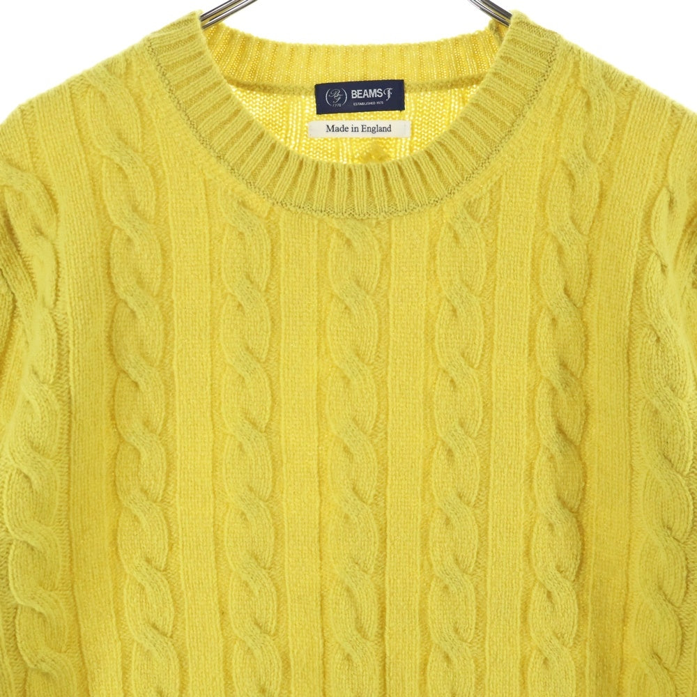 BEAMS(ビームス) ケーブル クルーネックニットセーター イエロー 21-15-0074-369