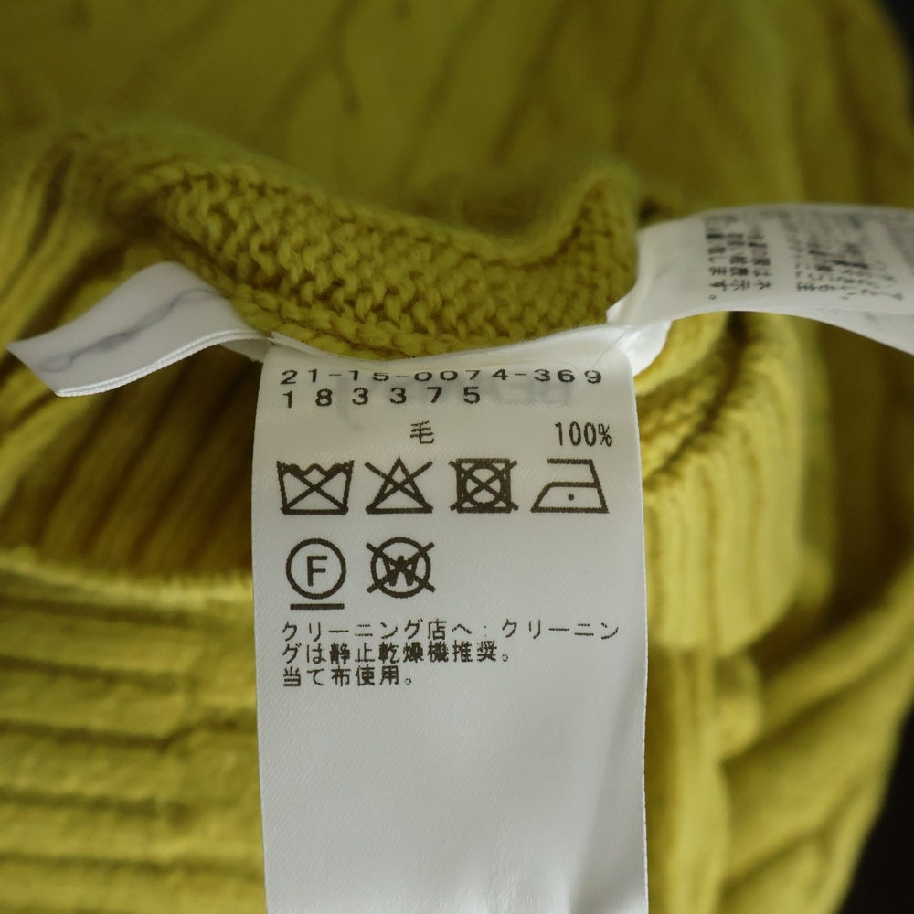 BEAMS(ビームス) ケーブル クルーネックニットセーター イエロー 21-15-0074-369