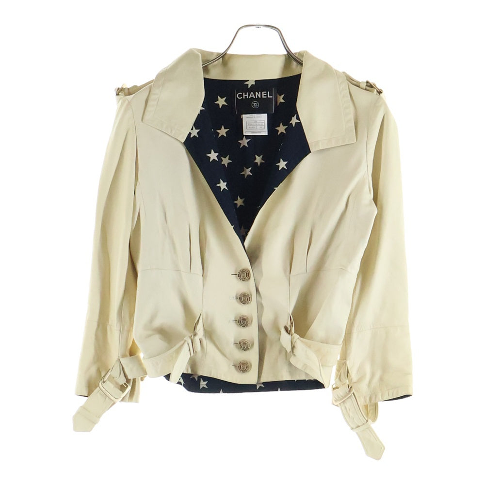 CHANEL(シャネル) 08SS ラムレザーライダース ジャケット ココボタン ホワイト P33031W04138 レディース