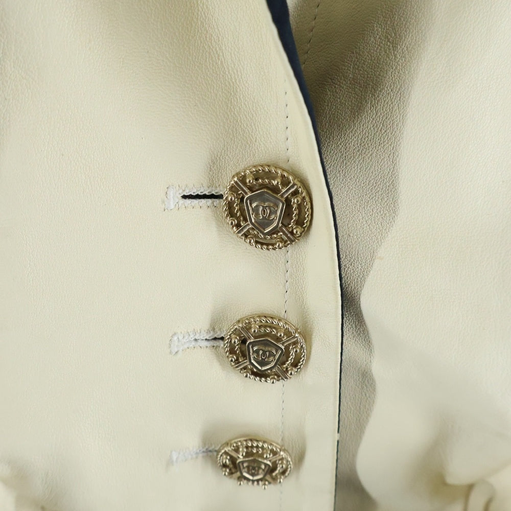 CHANEL(シャネル) 08SS ラムレザーライダース ジャケット ココボタン ホワイト P33031W04138 レディース