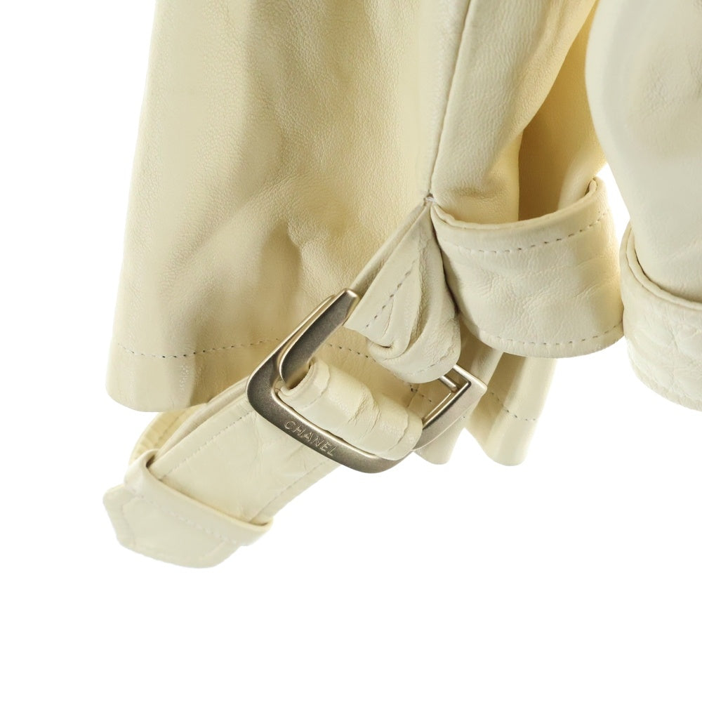 CHANEL(シャネル) 08SS ラムレザーライダース ジャケット ココボタン ホワイト P33031W04138 レディース