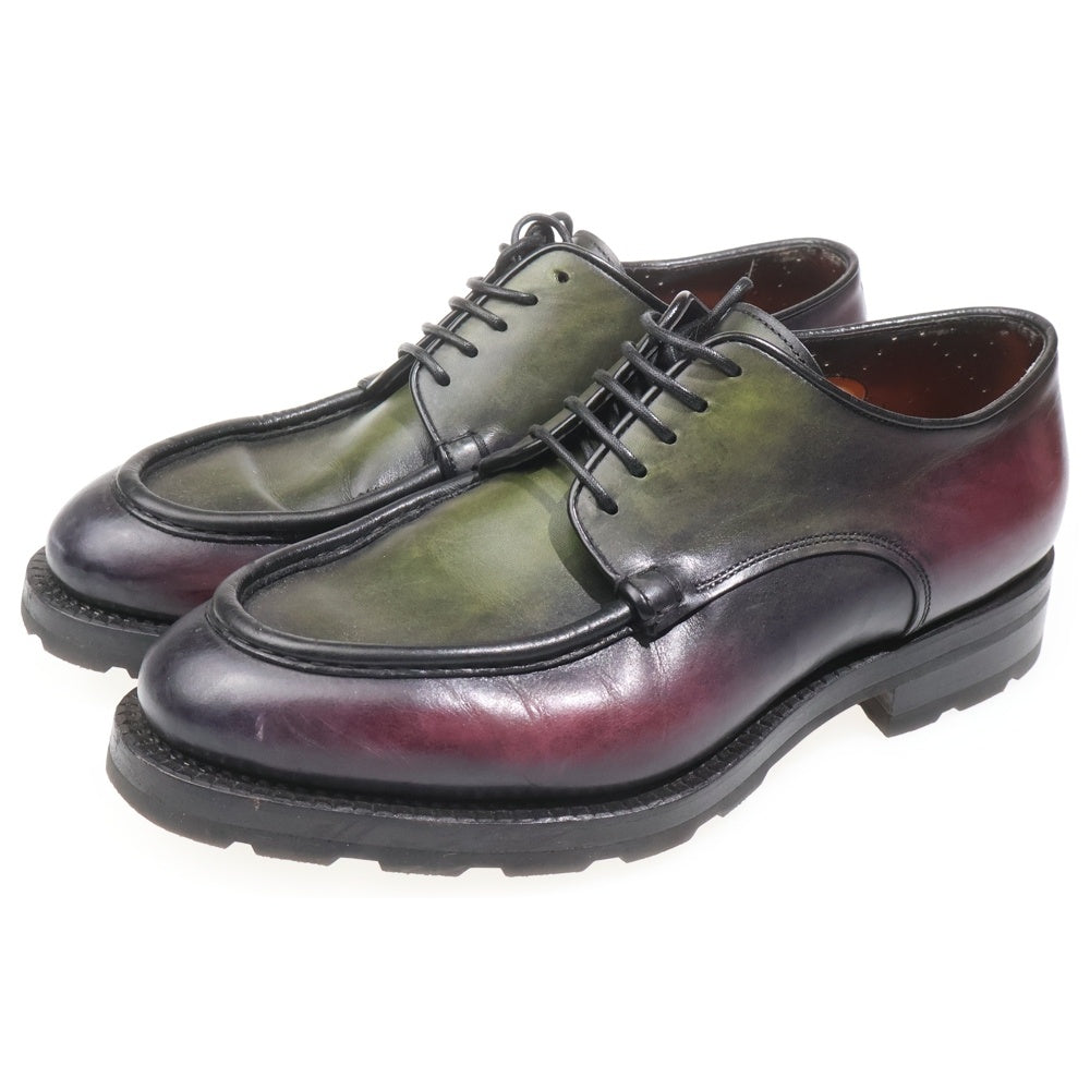 Santoni(サントーニ) パティーヌ レザー ダービーシューズ グリーン/バーガンディ