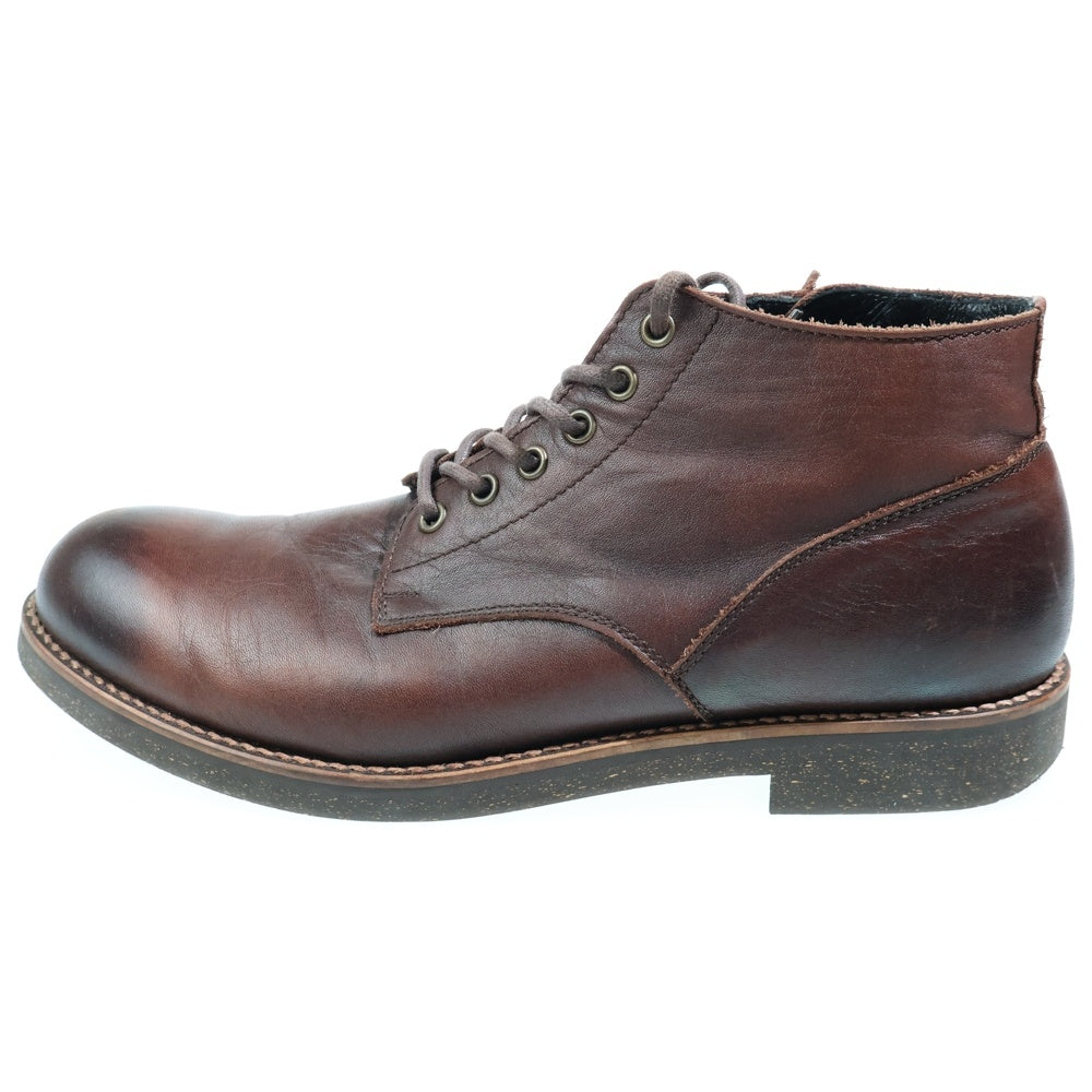 PADRONE(パドローネ) サイドジップ レースアップブーツ ブラウン