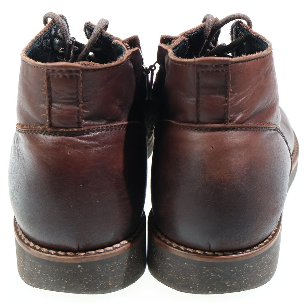 PADRONE(パドローネ) サイドジップ レースアップブーツ ブラウン