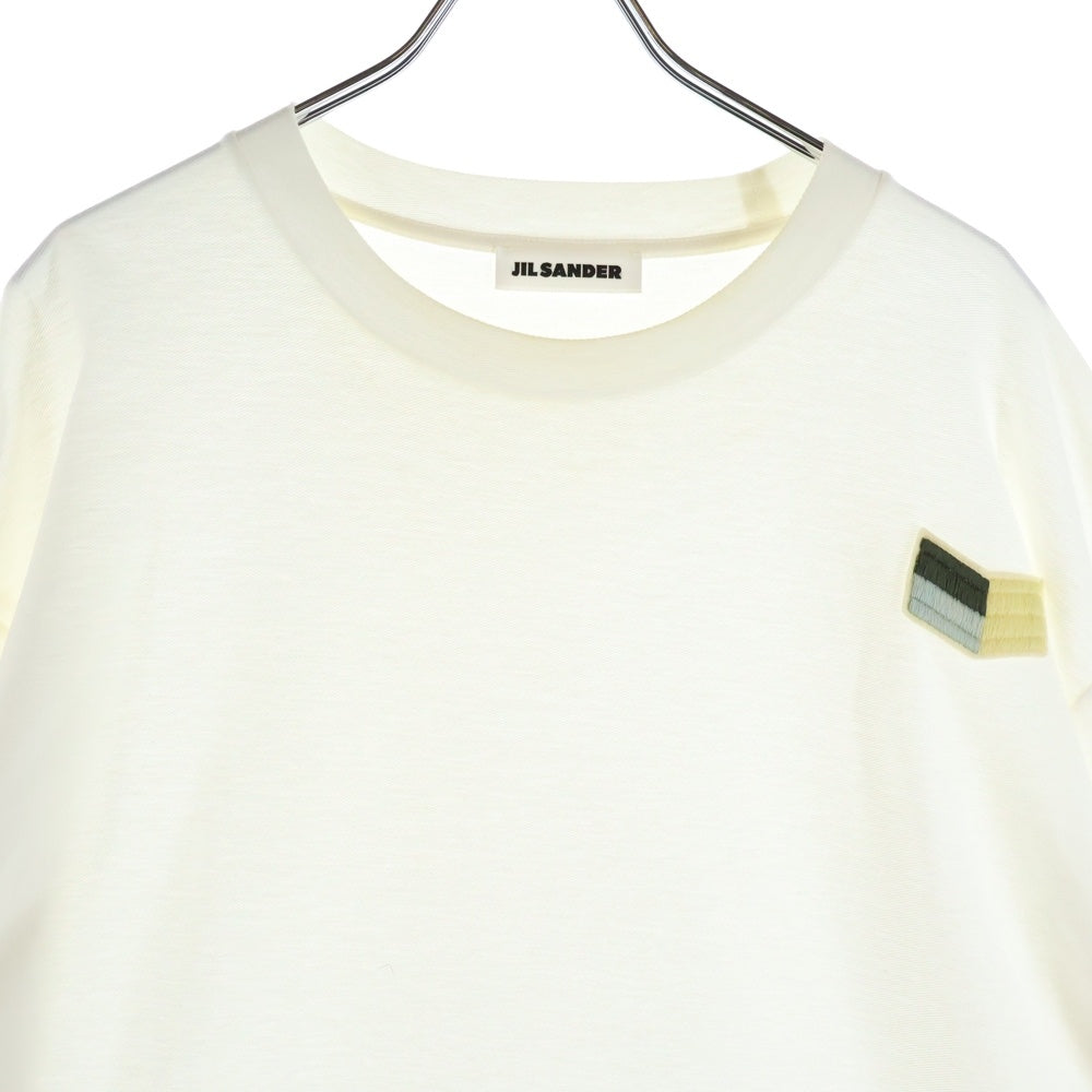 JIL SANDER +(ジルサンダープラス) ワンポイント 長袖Tシャツ ピケカットソー ホワイト JSMU707018