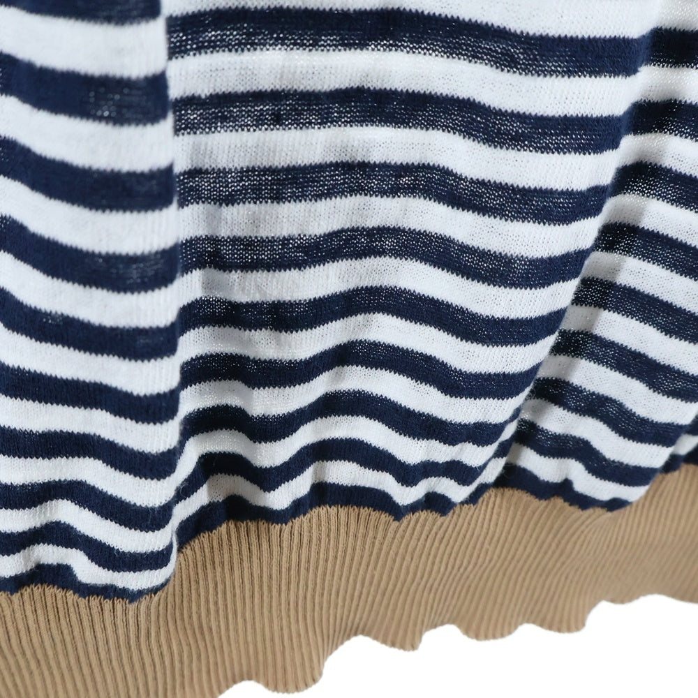 eleventy(イレブンティー) リネン ボーダーTシャツ ホワイト/ネイビー