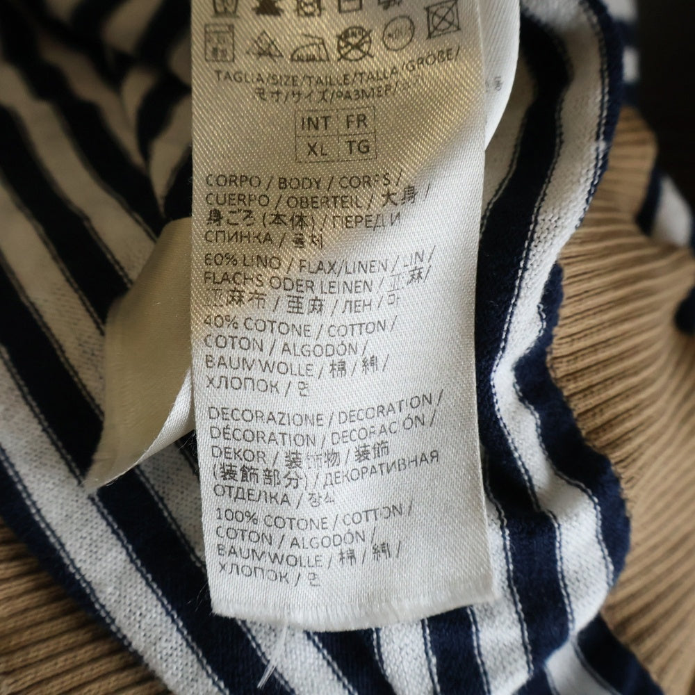 eleventy(イレブンティー) リネン ボーダーTシャツ ホワイト/ネイビー