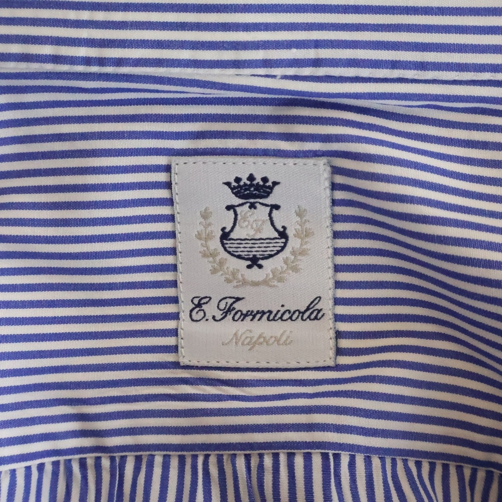 Errico Formicola(エリコフォルミコラ) ストライプ 長袖ドレスシャツ ブルー