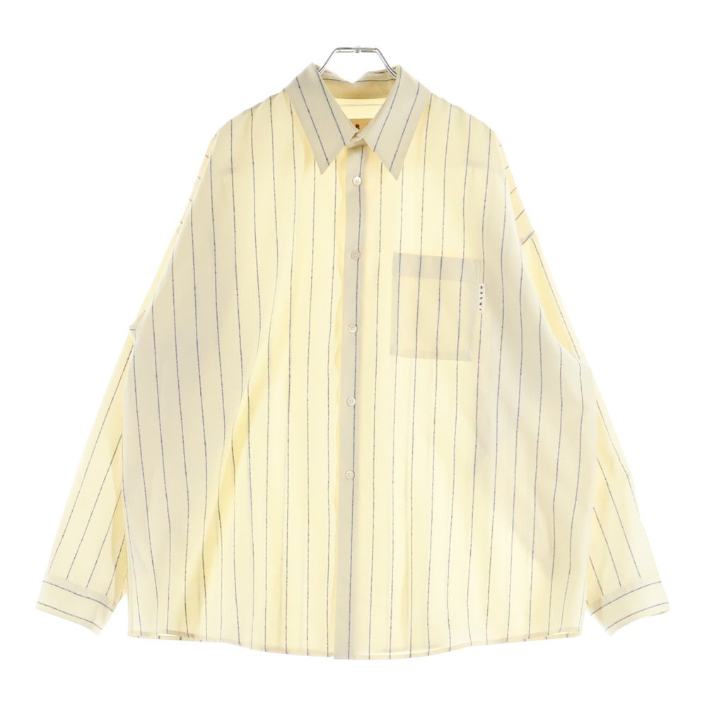 MARNI(マルニ) 22SS トロピカルウール長袖ストライプシャツ CUMU0061U0 TW839 ベージュ