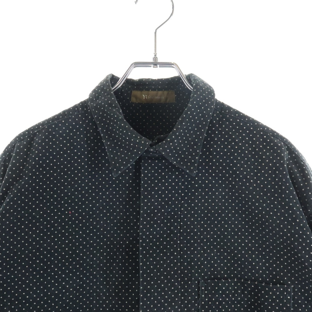 Y's for men(ワイズフォーメン) 90S 茶タグ ベルベット ポルカドット 長袖シャツ ブラック MW-B05-004