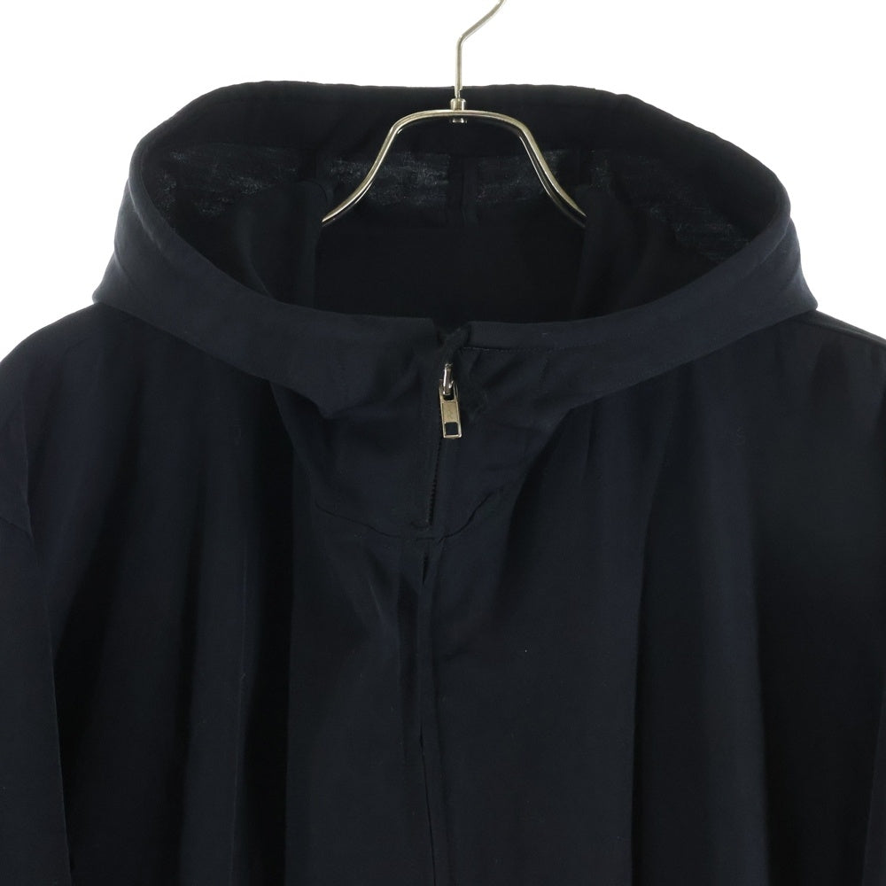 Y's for men(ワイズフォーメン) 90S 茶タグ ダブルフラップポケット ウール フーデッド ジップアップ ロングコート ブラック MB-C03-100