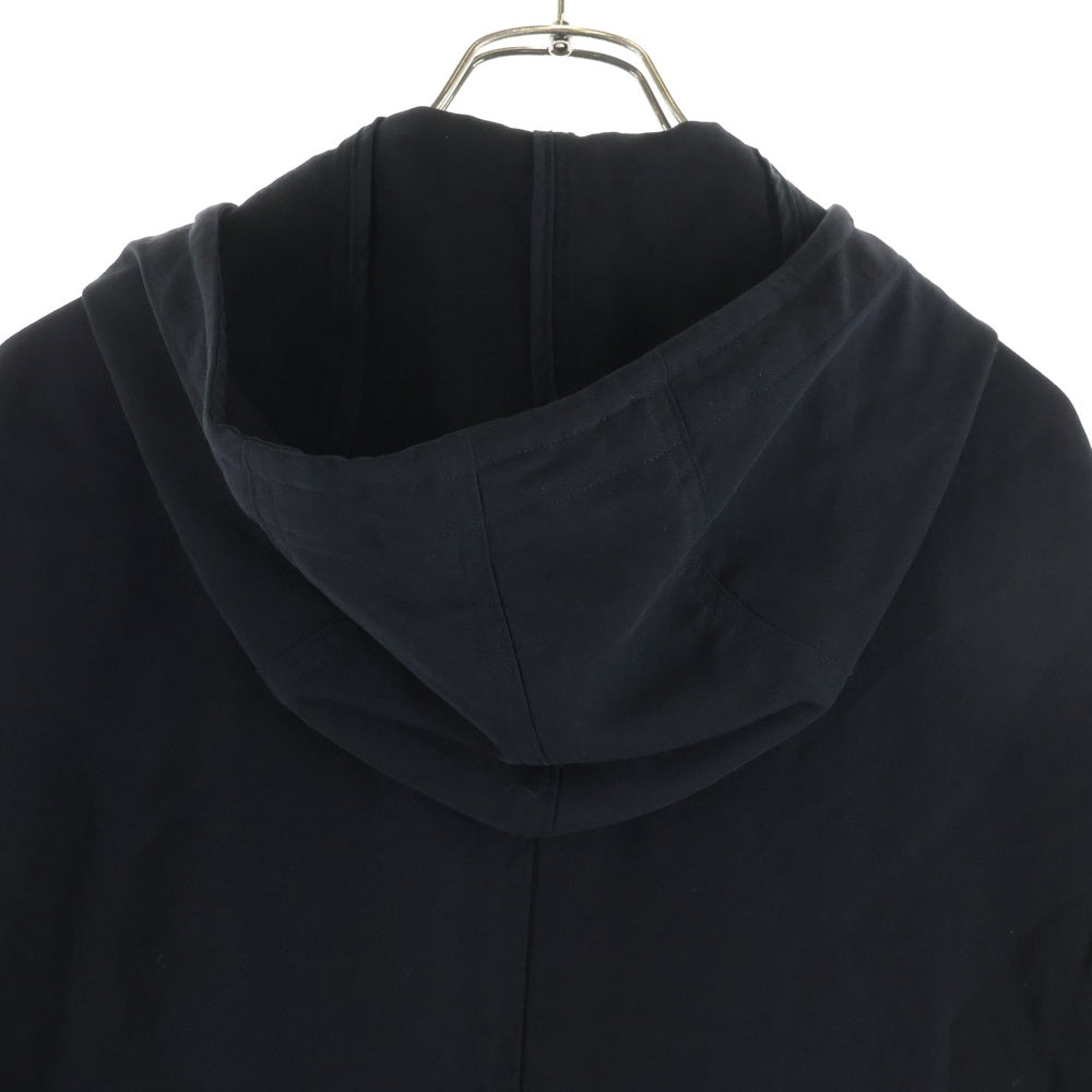 Y's for men(ワイズフォーメン) 90S 茶タグ ダブルフラップポケット ウール フーデッド ジップアップ ロングコート ブラック MB-C03-100