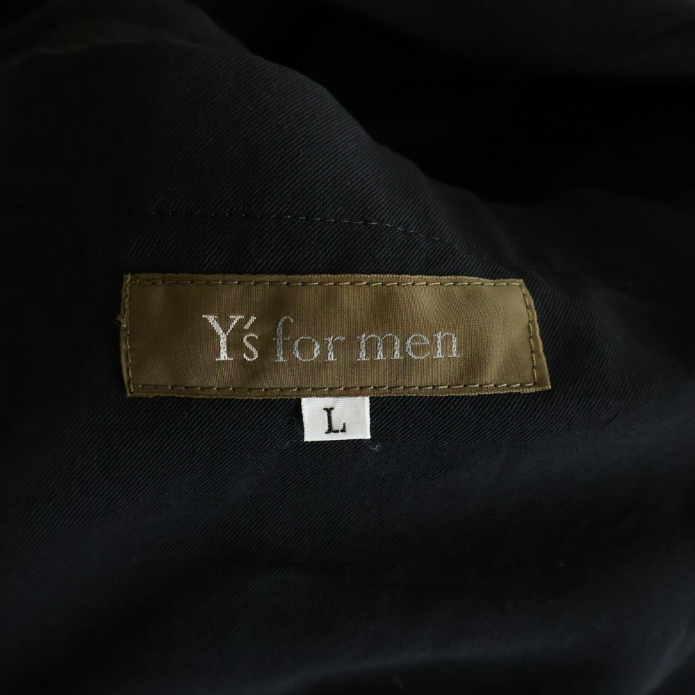 Y's for men(ワイズフォーメン) 90S 茶タグ ダブルフラップポケット ウール フーデッド ジップアップ ロングコート ブラック MB-C03-100