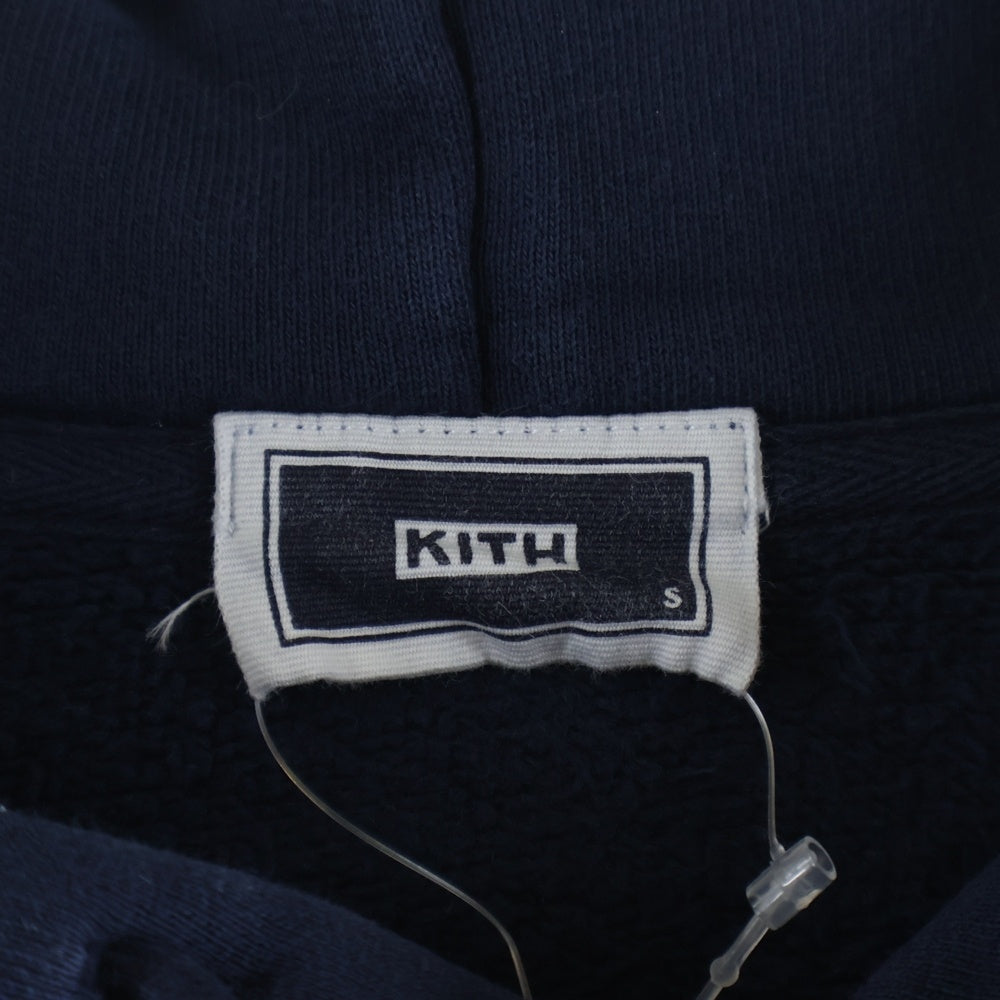 KITH(キス) ロゴ刺繍 プルオーバースウェットパーカー フーディー ネイビー KHM031898