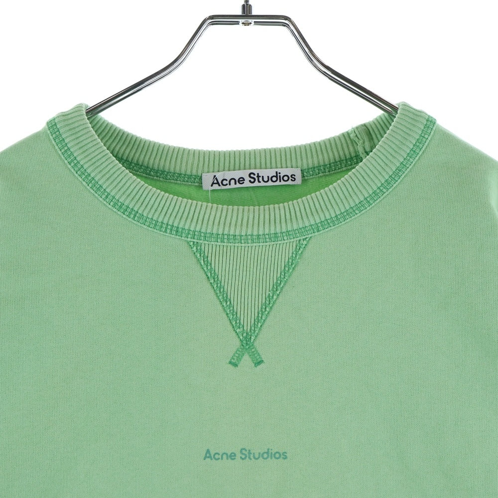 Acne Studios(アクネ ストゥディオズ) フロントロゴ刺繍 前V クルーネックスウェットトレーナー グリーン FN-MN-SWEA000172