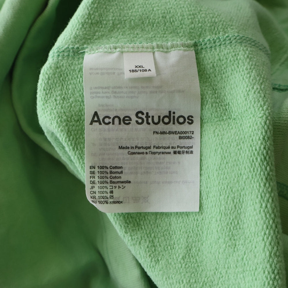 Acne Studios(アクネ ストゥディオズ) フロントロゴ刺繍 前V クルーネックスウェットトレーナー グリーン FN-MN-SWEA000172