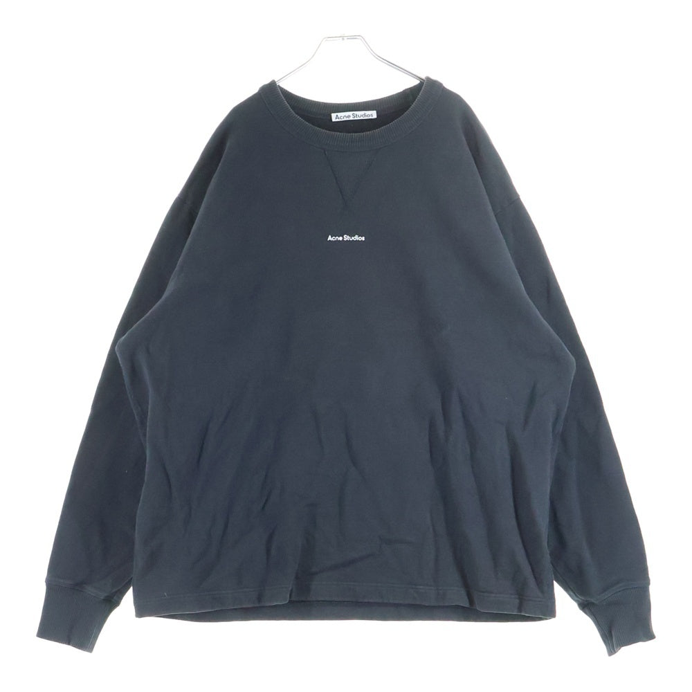 Acne Studios(アクネ ストゥディオズ) フロントロゴ刺繍 前V クルーネックスウェットトレーナー グリーン FN-MN-SWEA000172