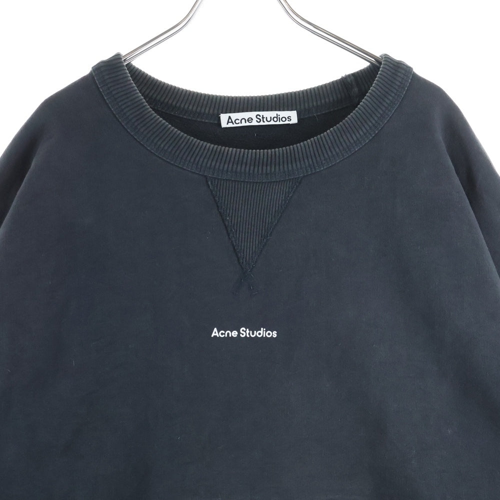 Acne Studios(アクネ ストゥディオズ) フロントロゴ刺繍 前V クルーネックスウェットトレーナー グリーン FN-MN-SWEA000172