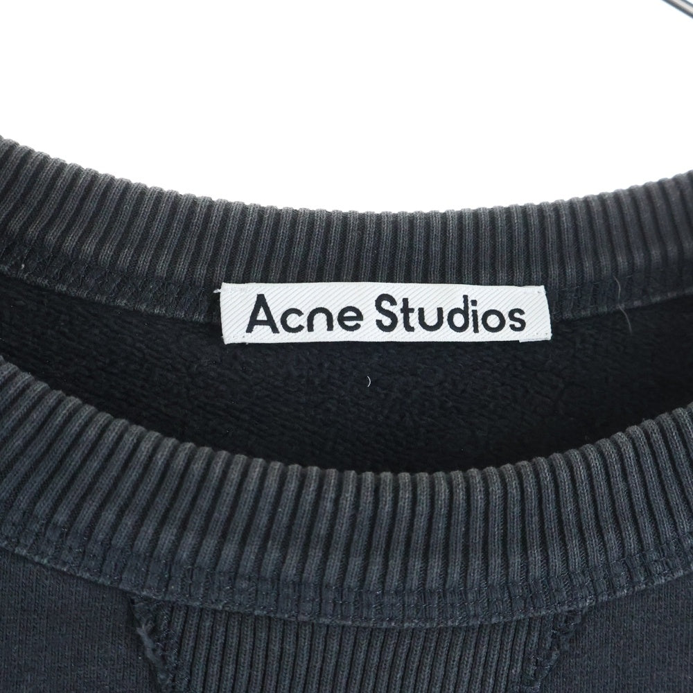 Acne Studios(アクネ ストゥディオズ) フロントロゴ刺繍 前V クルーネックスウェットトレーナー グリーン FN-MN-SWEA000172