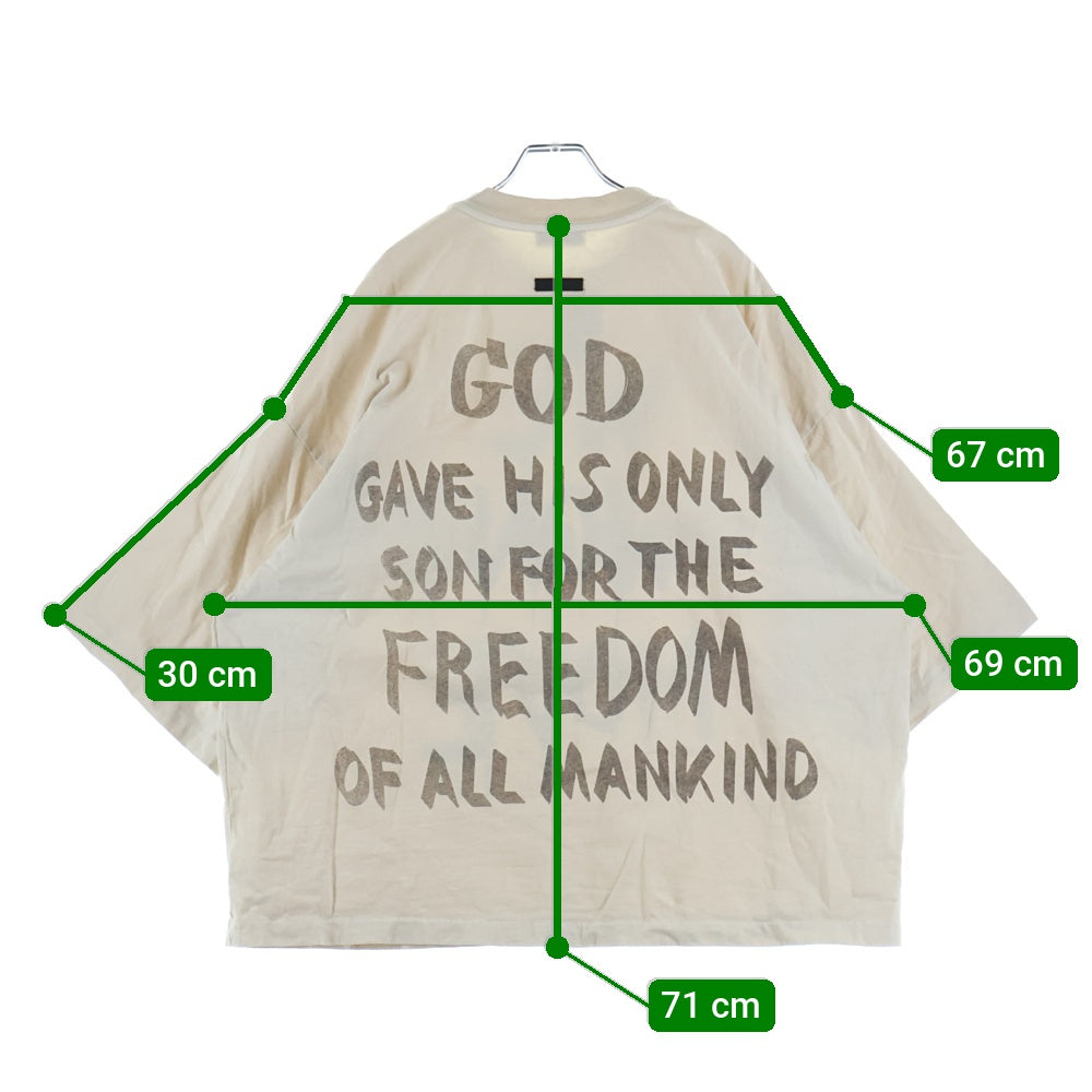 FEAR OF GOD(フィアオブゴッド) WE WON'T MOVE T-SHIRT ウィーウォントムーブ 両面スクリプトプリントTシャツ 半袖クルーネックカットソー ベージュ