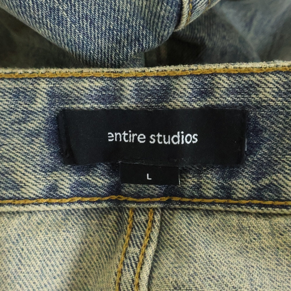 entire studios(エンタイア スタジオ) GEM JEANS SURFACE WAVE ヴィンテージ加工 ジップフライデニムパンツ インディゴ ES2431SW PO091