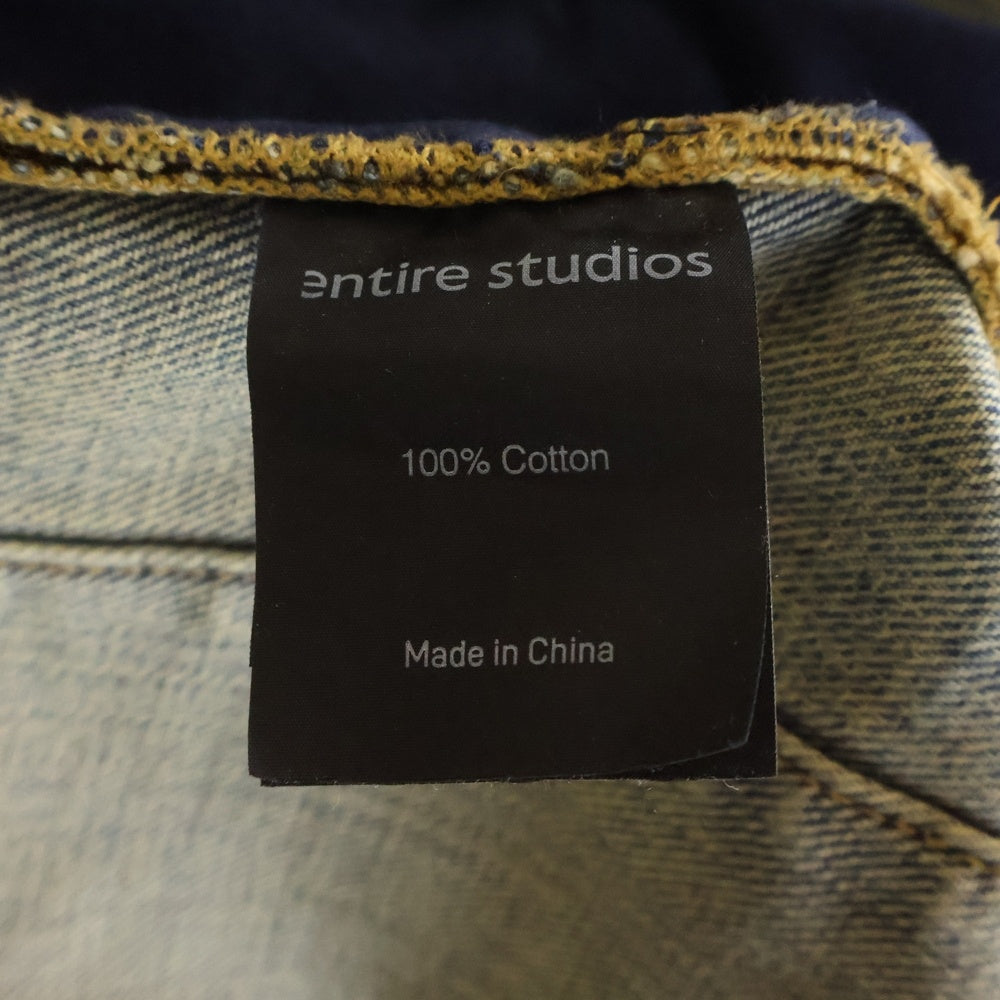 entire studios(エンタイア スタジオ) GEM JEANS SURFACE WAVE ヴィンテージ加工 ジップフライデニムパンツ インディゴ ES2431SW PO091