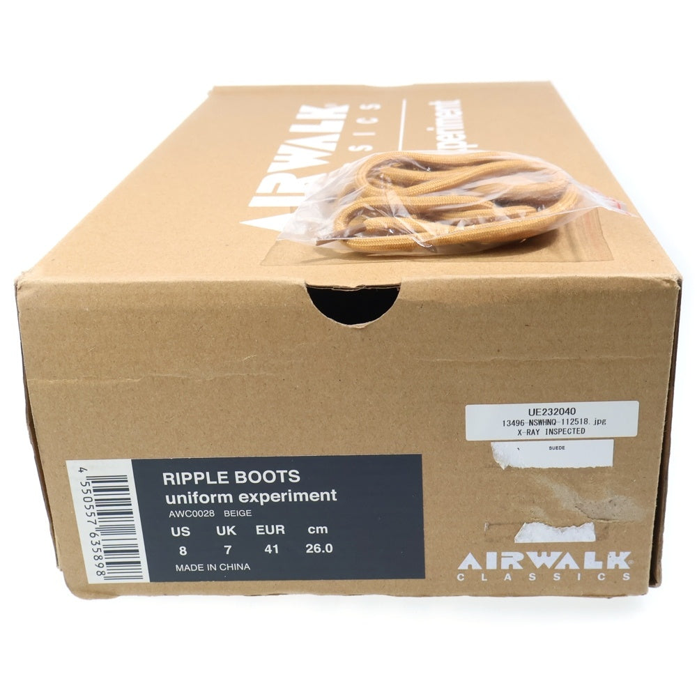 UNIFORM EXPERIMENT(ユニフォームエクスペリメント) ×AIR WALK RIPPLE BOOTS エアウォーク リップル スエードレザー レースアップブーツ ベージュ