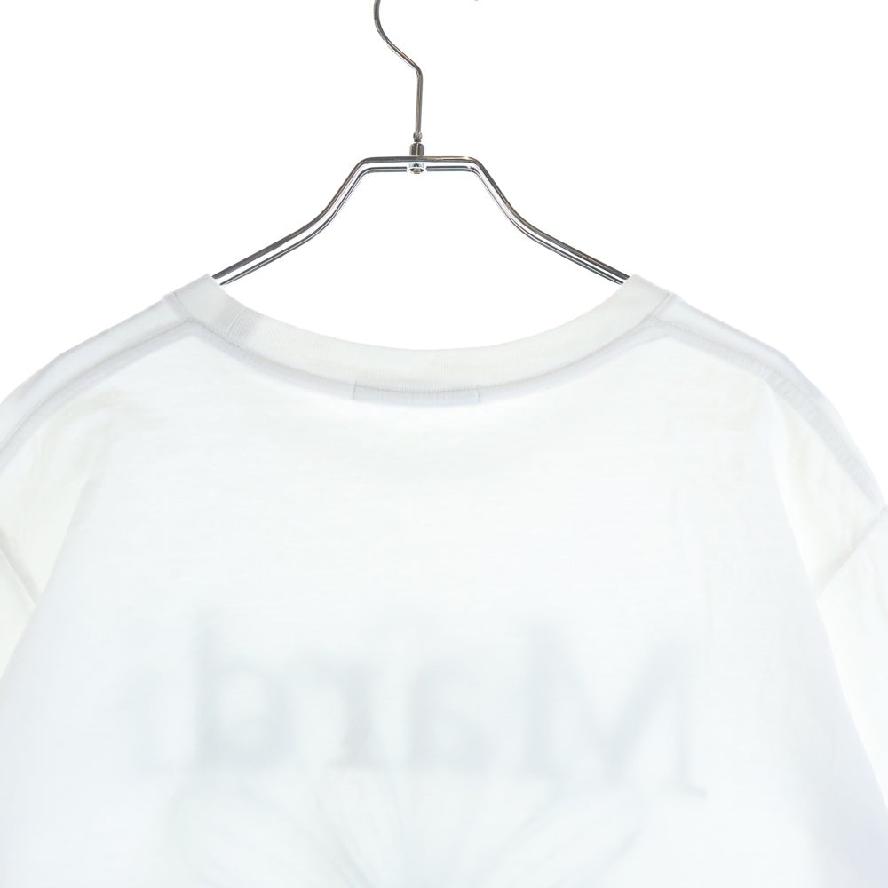 Mardi Mercredi(マルディメクルディ) フロントフラワーロゴプリント クルーネック 半袖Tシャツ カットソー ホワイト