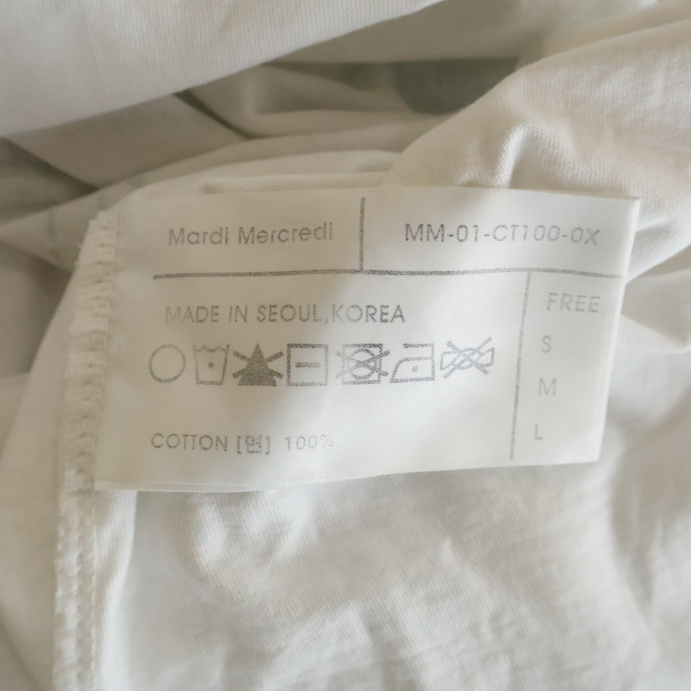 Mardi Mercredi(マルディメクルディ) フロントフラワーロゴプリント クルーネック 半袖Tシャツ カットソー ホワイト