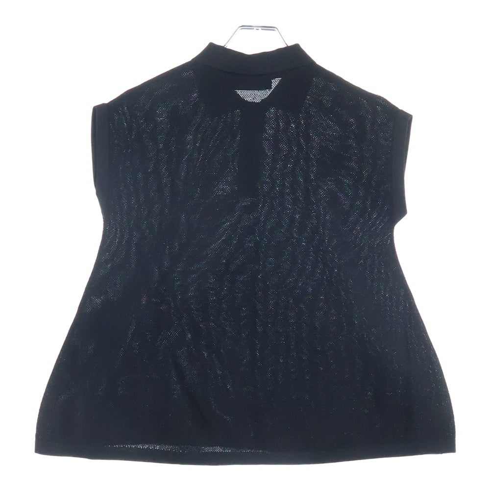 FRED PERRY(フレッドペリー) メッシュ ロゴエンブロイダリー ノースリーブポロシャツ ブラック FZ5413