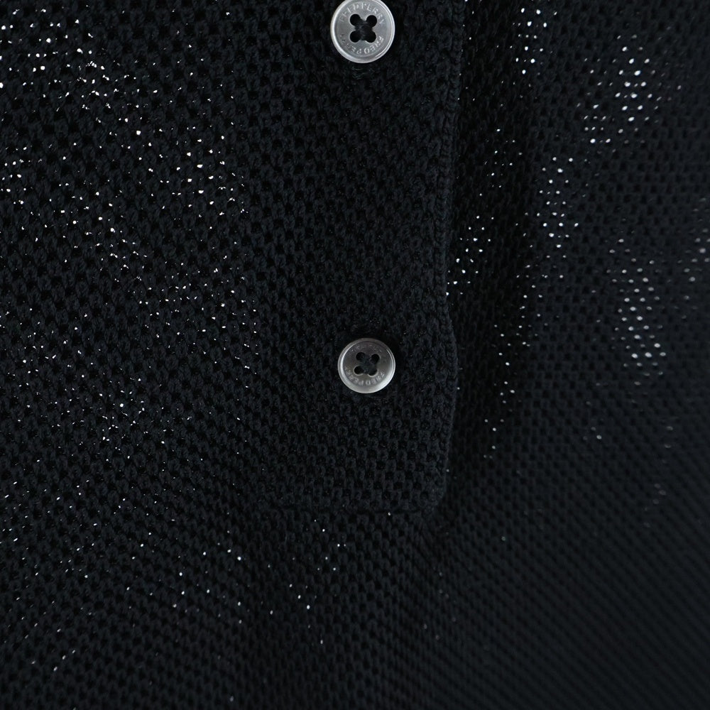 FRED PERRY(フレッドペリー) メッシュ ロゴエンブロイダリー ノースリーブポロシャツ ブラック FZ5413
