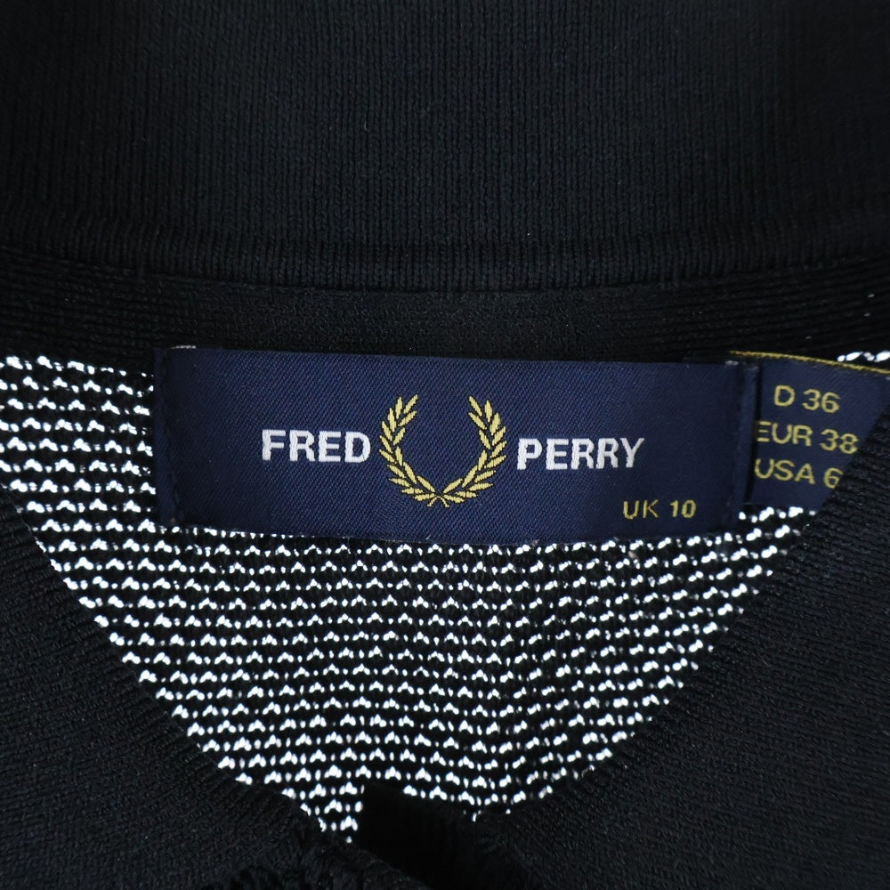 FRED PERRY(フレッドペリー) メッシュ ロゴエンブロイダリー ノースリーブポロシャツ ブラック FZ5413