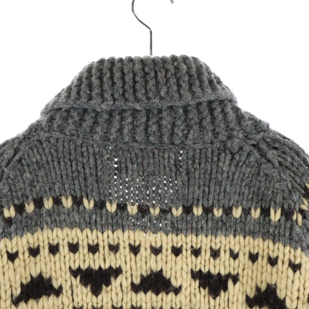 TENDERLOIN(テンダーロイン) ×KANATA カナタ ウール ジップアップ カウチンニットジャケット アイボリー/グレー