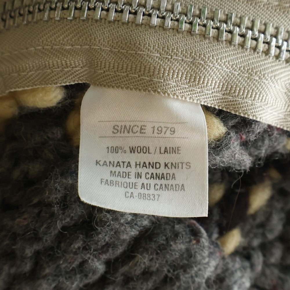 TENDERLOIN(テンダーロイン) ×KANATA カナタ ウール ジップアップ カウチンニットジャケット アイボリー/グレー