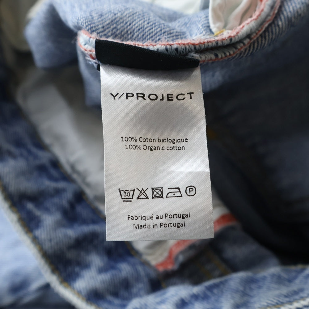 Y/PROJECT(ワイプロジェクト) 24SS DRAPE CAFF JEANS ドレープ カフ コットン ジップアップ デニムパンツ インディゴ