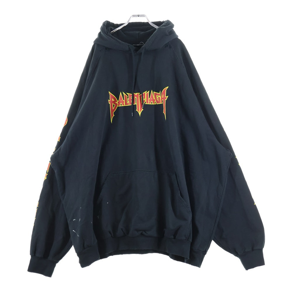BALENCIAGA(バレンシアガ) 22SS METAL HOODIE OVERSIZED IN BLACK ME メタル オーバーサイズド イン ブラック ミー フーデッド スウェット パーカー ブラック 697879 TMV89