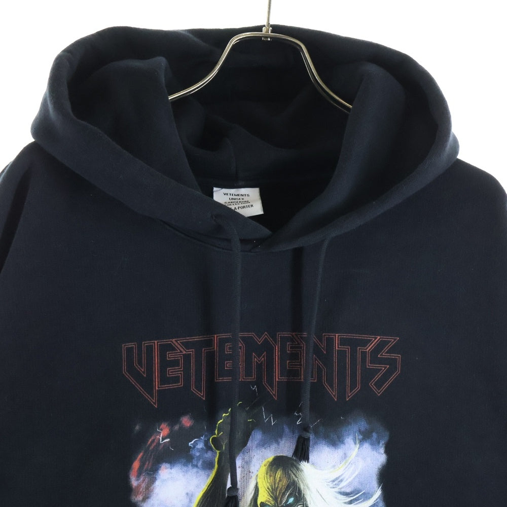 VETEMENTS(ヴェトモン) 21SS BLOODY LOGO HEAVY METAL HOODIE ブラッディロゴ ヘヴィーメタル フーディフーディ プルオーバーパーカー ブラック