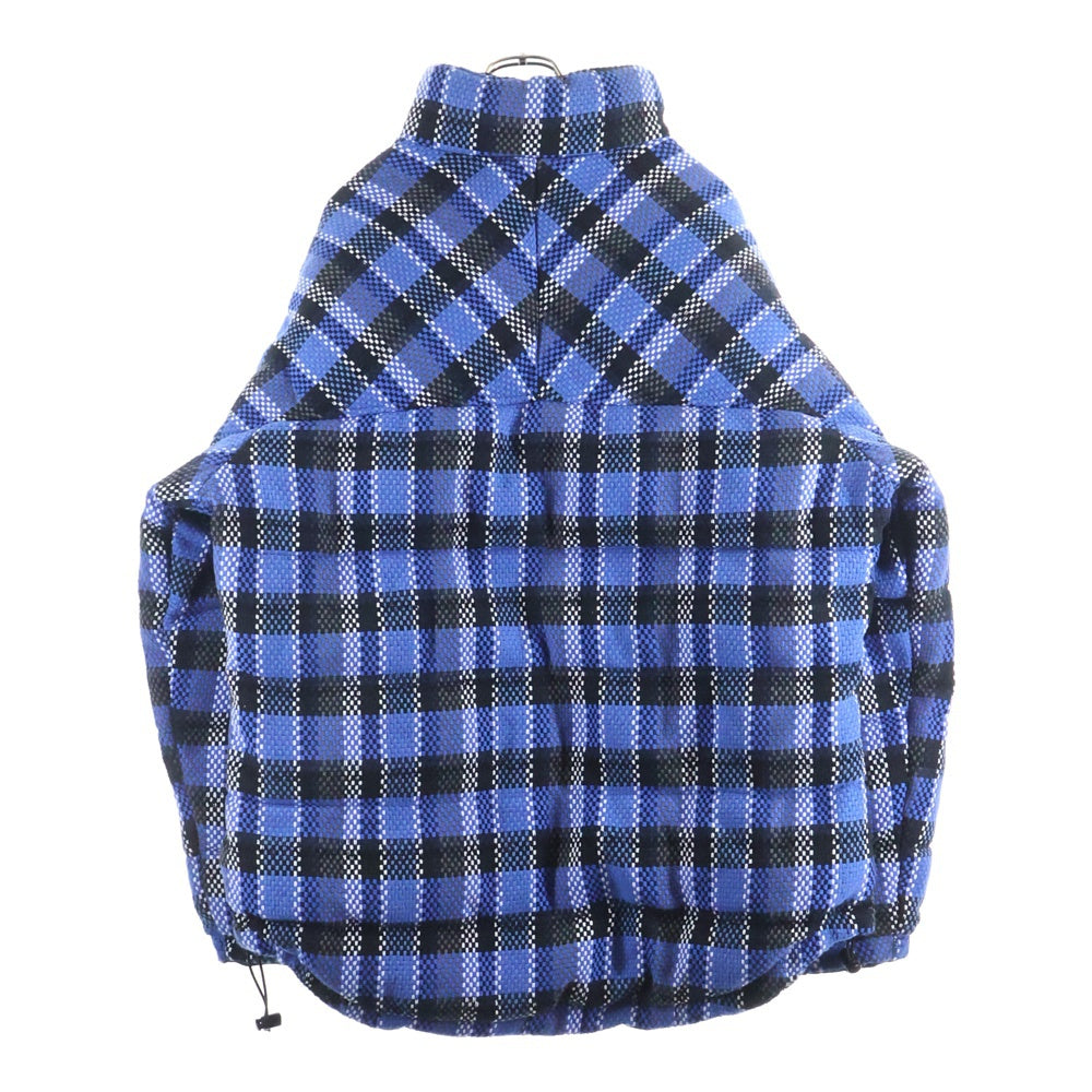 NAPA by Martine Rose(ナパ マーティンローズ) ロゴプレートデザイン リバーシブル チェック柄 ジップアップ ダウンジャケット ブルー NOYI6M