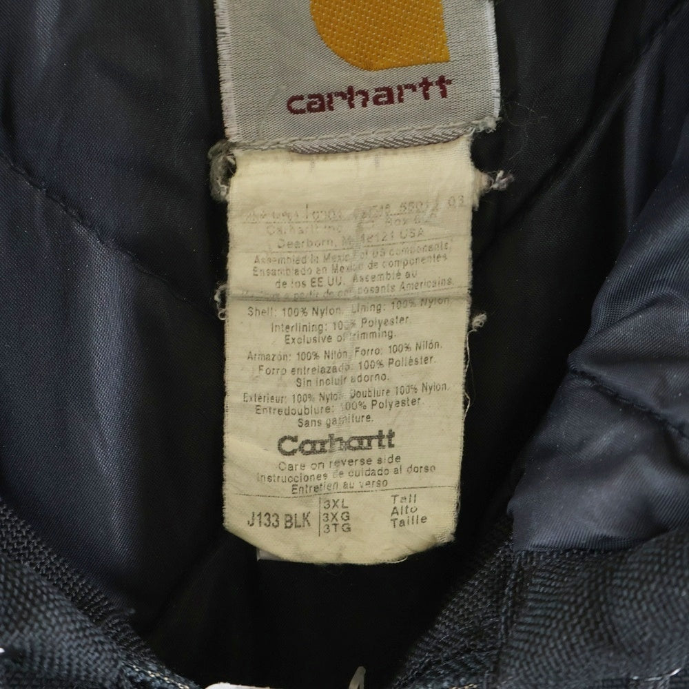 CARHARTT(カーハート) 90S VINTAGE ヴィンテージ ロゴデザイン キルティング フーデッド ジップアップ アクティブジャケット ブラック J133BLK