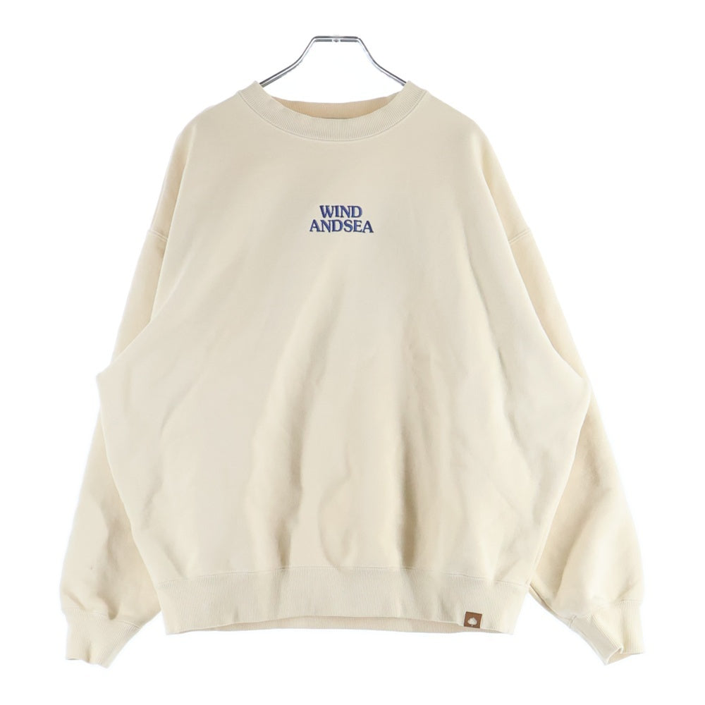 WIND AND SEA(ウィンダンシー) ロゴ刺繍 バックハートパッチ クルーネック スウェット トレーナー ベージュ WDS-O-HTSP-25-Q2-CS-06