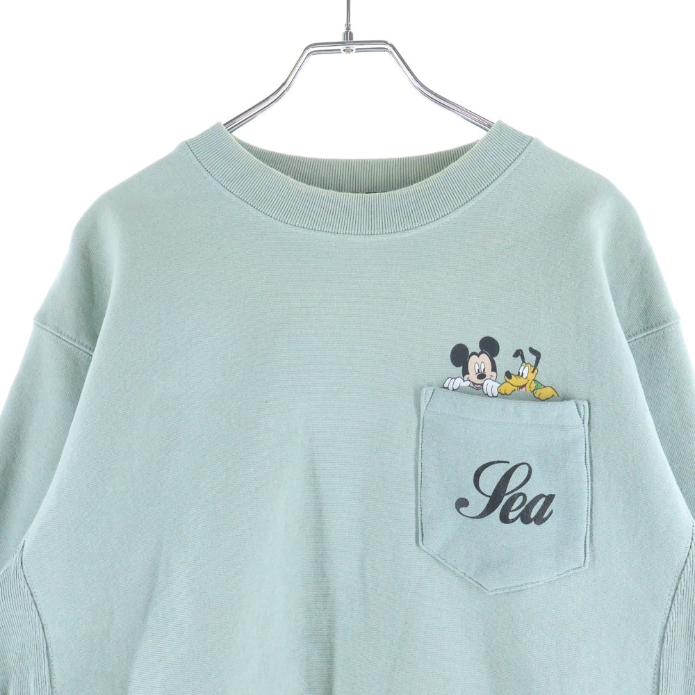 WIND AND SEA(ウィンダンシー) ×DISNEY MICKEY CREW NECK SWEAT ディズニー キャラクタープリント クルーネック スウェット トレーナー ブルー WDS-C-DSN-24-Q2-02