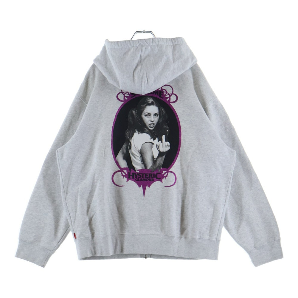 SUPREME(シュプリーム) 21SS ×HYSTERIC GLAMOUR Zip Up Hooded Sweatshirt ヒステリックグラマー バックガールプリント ジップアップスウェットパーカー フーディー グレー