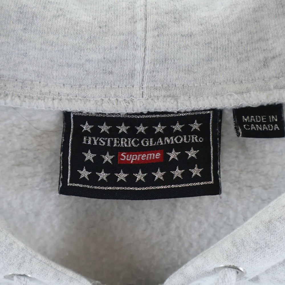 SUPREME(シュプリーム) 21SS ×HYSTERIC GLAMOUR Zip Up Hooded Sweatshirt ヒステリックグラマー バックガールプリント ジップアップスウェットパーカー フーディー グレー