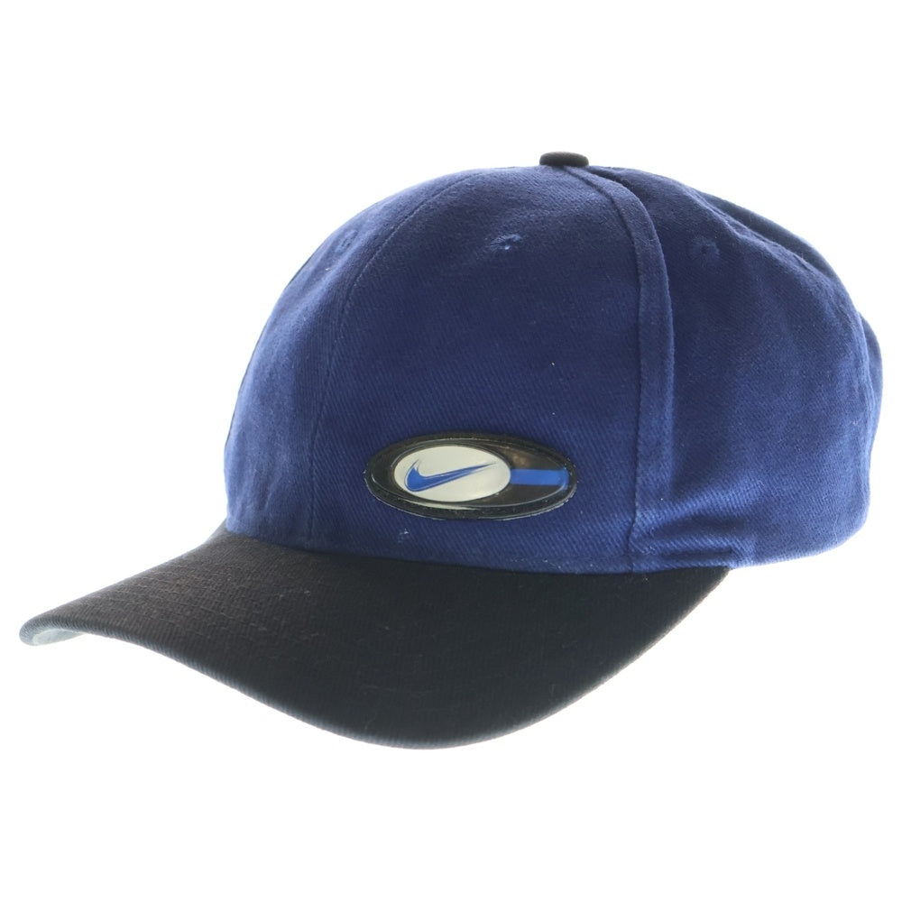 NIKE(ナイキ) 90S VINTAGE 6-PANEL CAP ヴィンテージ 白タグ フロントロゴ 6パネルベースボールキャップ 帽子 ブルー/ブラック
