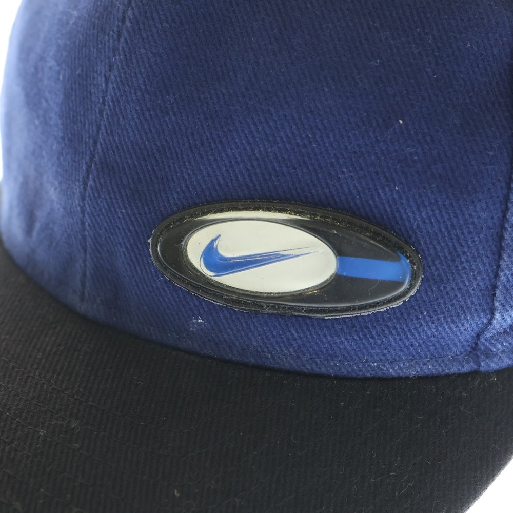 NIKE(ナイキ) 90S VINTAGE 6-PANEL CAP ヴィンテージ 白タグ フロントロゴ 6パネルベースボールキャップ 帽子 ブルー/ブラック