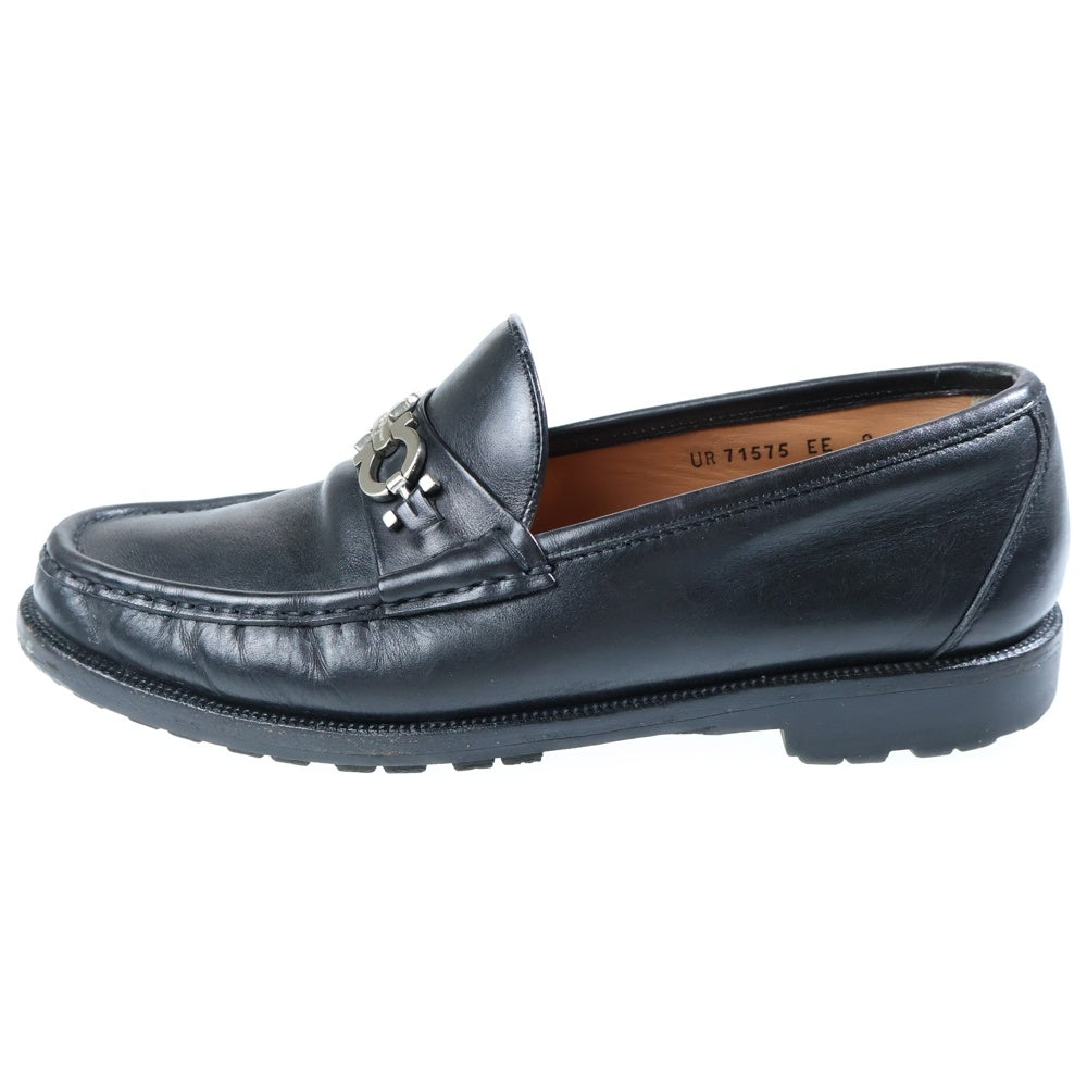 Salvatore Ferragamo(サルヴァトーレ フェラガモ) シルバービット スクエアトゥ コインローファー ブラック