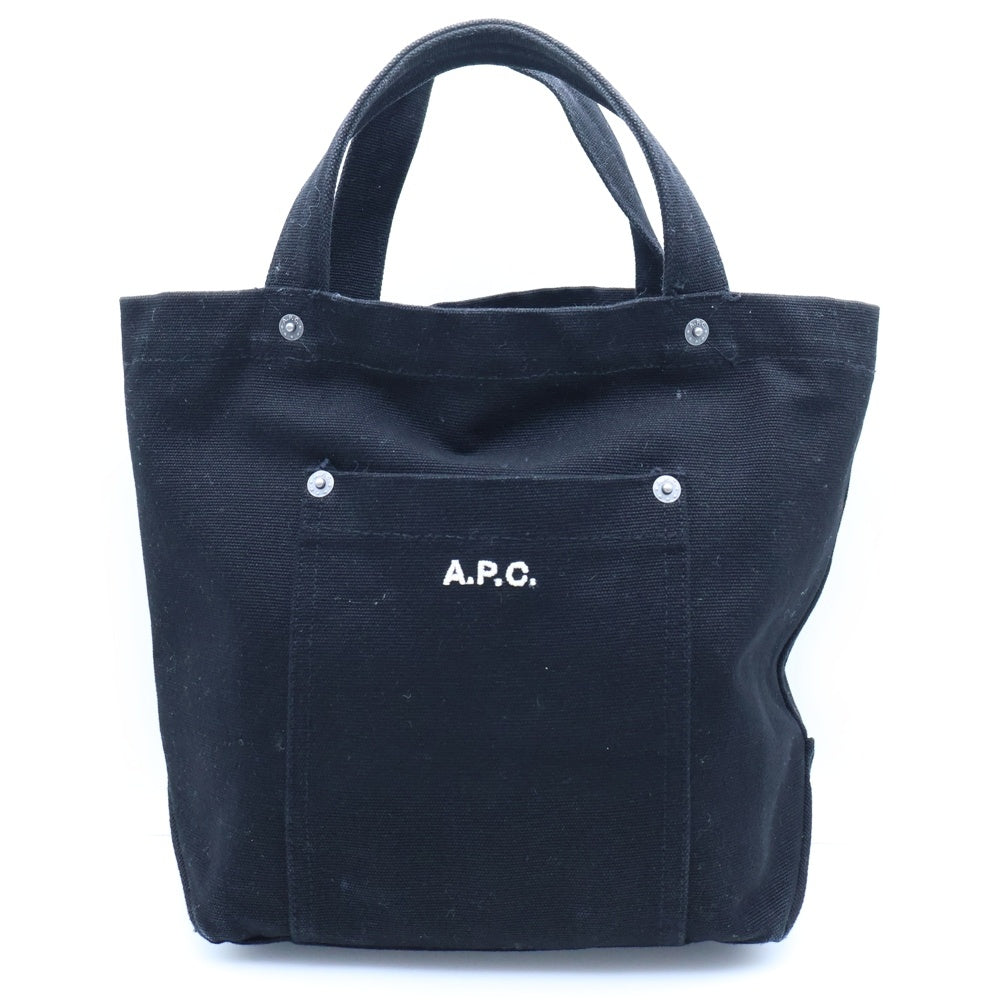 A.P.C(アーペーセー) コットン ロゴエンブロイダリー ミニトートバッグ ブラック
