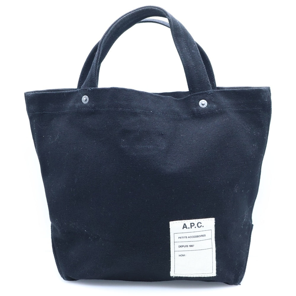 A.P.C(アーペーセー) コットン ロゴエンブロイダリー ミニトートバッグ ブラック
